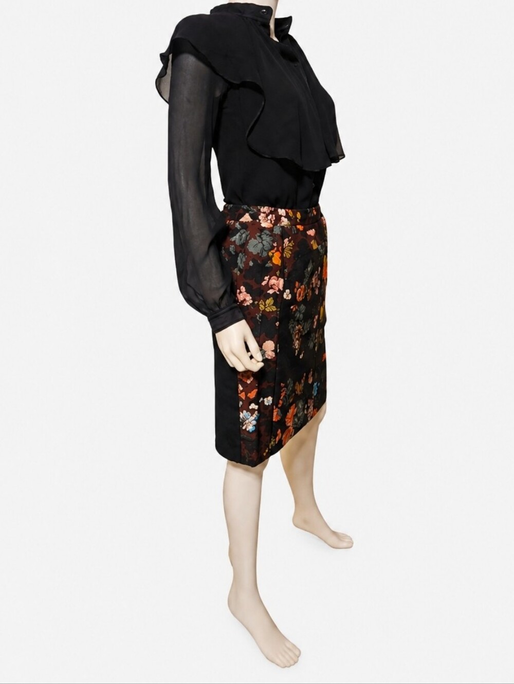 DRIES VAN NOTEN | Black Floral Print Skirt IT 34 US Small - Picture 3 of 7